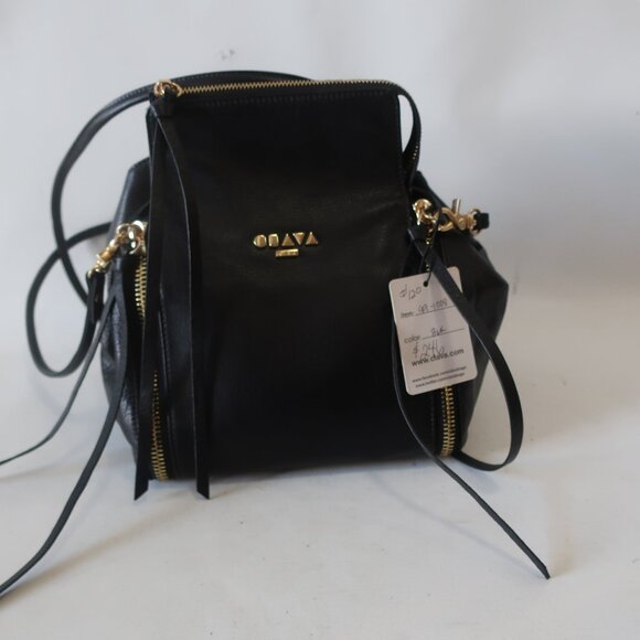 NWT Womens Clava Black Modern Leather Bucket Tote Shoulder Handbag - Picture 3 of 12